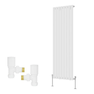 B&Q -  Vertical Single Flat Panel Rads Designer Radiator 1600X544mm With Angled Manual Valves White