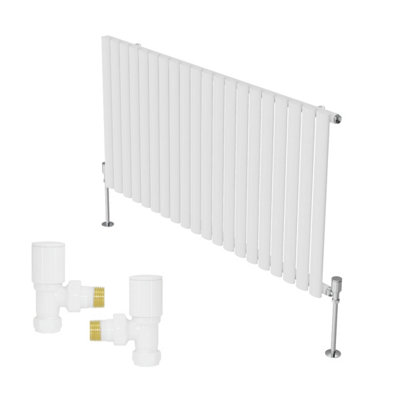 B&Q -  Horizontal Single Oval Column Rads Designer Radiator 600X1180mm With Angled Manual Valve White