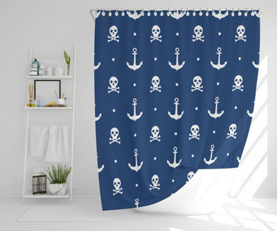 Andrew Lee Anchor With Skull & Bones (Shower Curtain) / Default Title