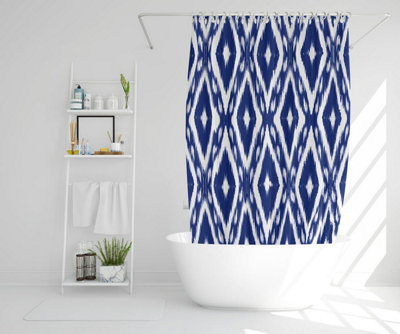 Andrew Lee Blue Tribal Art Ikat Ogee In Traditional Classic (Shower Curtain) / Default Title