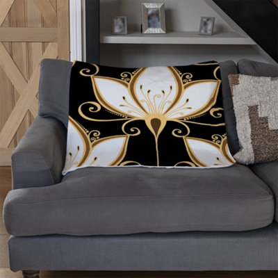 Andrew Lee Black & Gold Floral Pattern (Blanket) / Default Title from B&Q