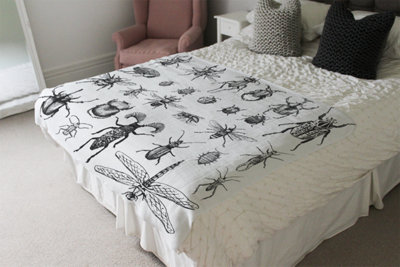 Andrew Lee Big Set Of Insects Bugs Beetles And BeesFleas Many Species In Vintage Old Hand Drawn Style (Blanket) / Default Title from B&Q
