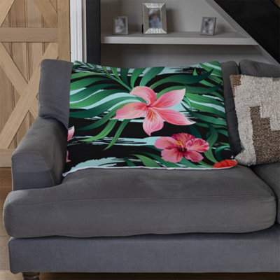 Andrew Lee Red & Pink Tropical Plants (Blanket) / Default Title from B&Q