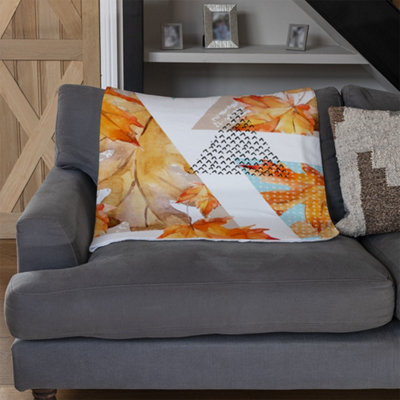 Andrew Lee Autumn Geometrics With Maple Leaves (Blanket) / Default Title from B&Q