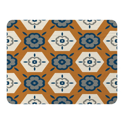 Andrew Lee Rust Orange Background With GrayNavy Blue And Beige (Blanket) / Default Title from B&Q
