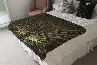 Andrew Lee Golden Splitleaf Philodendron Plant With Monstera Plant Line Art (Blanket) / Default Title from B&Q