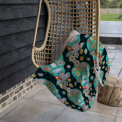 Andrew Lee Embroidery Colorful Simplified Ethnic Flowers And Skull Pattern (Blanket) / Default Title from B&Q