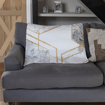 Andrew Lee Geometric Marble Pattern With Gold Glitter (Blanket) / Default Title from B&Q
