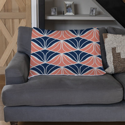 Andrew Lee Navy & Pink Geometric Shells (Blanket) / Default Title from B&Q