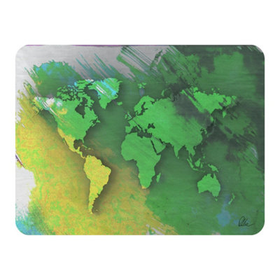 Andrew Lee World Map Yellow And Green (Blanket) / Default Title from B&Q
