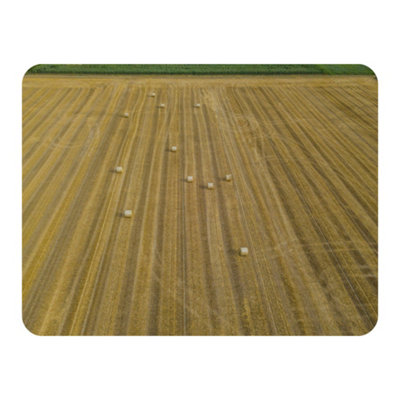 Andrew Lee Aerial View Of Round Straw Bales Of Wheat Lying On Harvested Field (Blanket) / Default Title from B&Q
