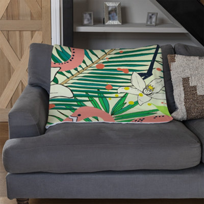 Andrew Lee Abstract Flamingos With Palm Leaves (Blanket) / Default Title from B&Q