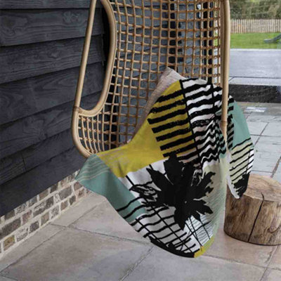 Andrew Lee Geometric Shape & Leaf Print In Yellow & Green (Blanket) / Default Title from B&Q