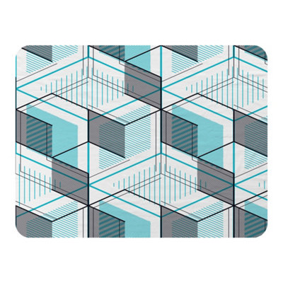 Andrew Lee Blue Geometric Hexagons (Blanket) / Default Title
