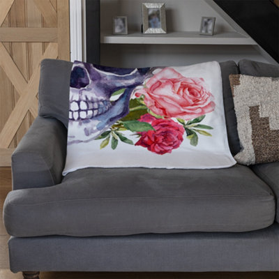 Andrew Lee Human Skull With Flowers (Blanket) / Default Title from B&Q