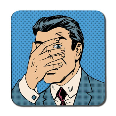 Andrew Lee The Confused Man Hide And Seek Game Pop Art Comics Retro Style Halftone (Coaster) / Default Title from B&Q