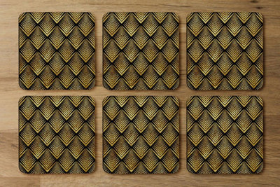 B&Q -  Golden Geometric Flower Pattern (Coaster) / Default Title