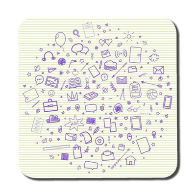 Andrew Lee Abstract Line Pattern With School Supplies (Coaster) / Default Title from B&Q