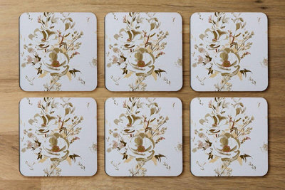 B&Q -  Golden Flower Print (Coaster) / Default Title