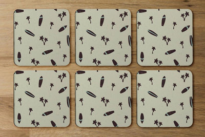 Andrew Lee Surf Board & Palm Silhouettes (Coaster) / Default Title from B&Q