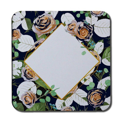 B&Q -  Decorative Flowers On Navy Background (Coaster) / Default Title