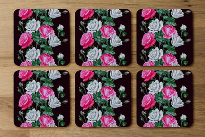 B&Q -  Pattern Of Pink And White Flowers (Coaster) / Default Title