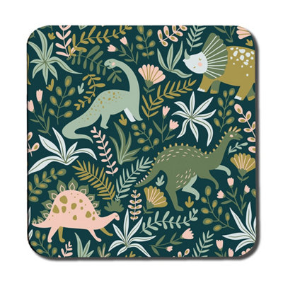 Andrew Lee Hand Drawn Dinosaurs And Tropical Leaves And Flowers. (Coaster) / Default Title from B&Q