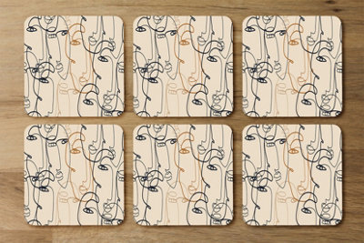 Andrew Lee Continuous Line Drawing Of Faces (Coaster) / Default Title from B&Q