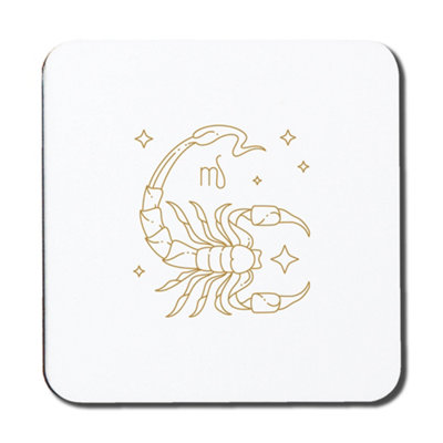 B&Q -  Zodiac Scorpio Horoscope In Gold & White (Coaster) / Default Title