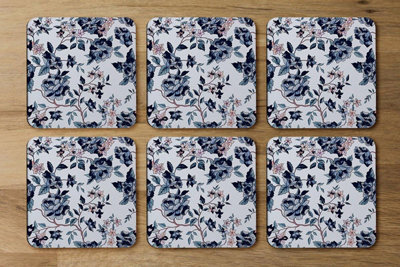 Andrew Lee Blue Flower Illustrations (Coaster) / Default Title from B&Q