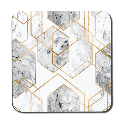 Andrew Lee Geometric Marble Pattern With Gold Glitter (Coaster) / Default Title from B&Q