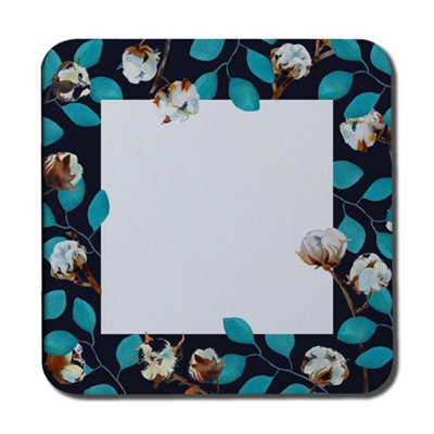 B&Q -  Watercolour Blue Leaf Frame (Coaster) / Default Title