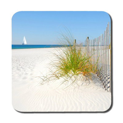 Andrew Lee Beautiful Sand Dune Fence By Sea Grass With Sailboat On Horizon (Coaster) / Default Title from B&Q