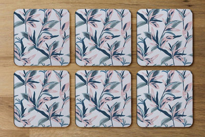 B&Q -  Winter Pink & Blue Flowers (Coaster) / Default Title
