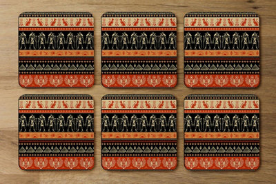 Andrew Lee Egyptian Heiroglyphs In Orange & Black (Coaster) / Default Title from B&Q