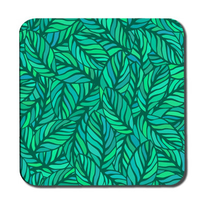 B&Q -  Green Leaves Pattern (Coaster) / Default Title
