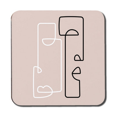 B&Q -  Line Art Of Two Faces (Coaster) / Default Title