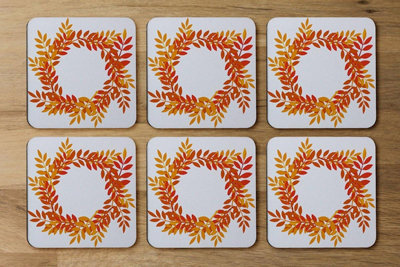 B&Q -  Orange & Red Autumn Leaves (Coaster) / Default Title