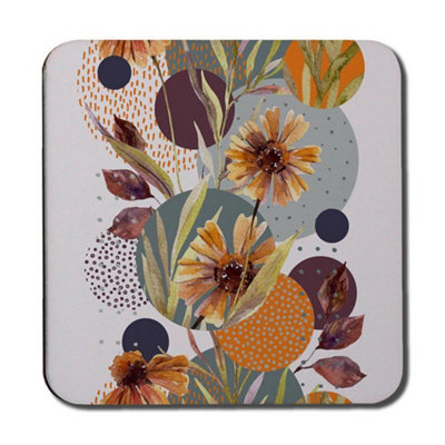 Andrew Lee Orange Geometric With Flowers (Coaster) / Default Title from B&Q