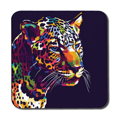 B&Q -  Leopard Face With Pop Art Style (Coaster) / Default Title