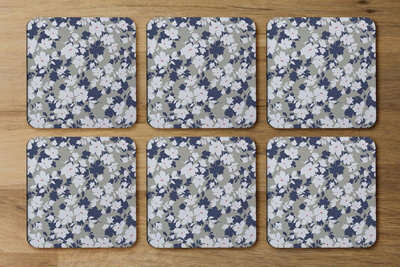 B&Q -  GreyPurple & White Flowers (Coaster) / Default Title
