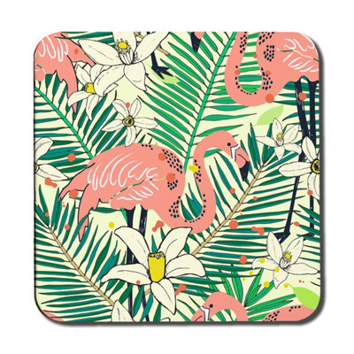 Andrew Lee Abstract Flamingos With Palm Leaves (Coaster) / Default Title from B&Q