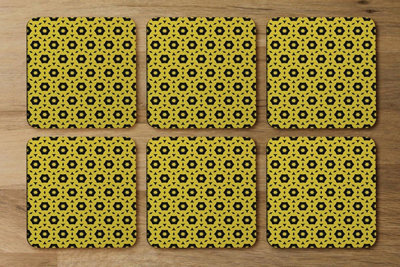 B&Q -  Yellow & Black Geometric Pattern (Coaster) / Default Title