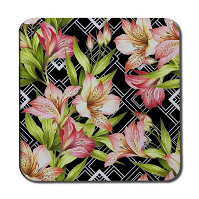 Andrew Lee Bright Plants On Geometric Background (Coaster) / Default Title from B&Q