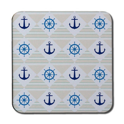 Andrew Lee Nautical Elements On Striped Background (Coaster) / Default Title from B&Q
