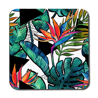 Andrew Lee Tropical Leaves And Flowers With Contour (Coaster) / Default Title from B&Q