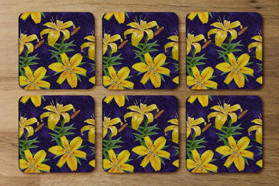 B&Q -  Yellow Lily Flowers (Coaster) / Default Title