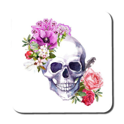 Andrew Lee Human Skull With Flowers (Coaster) / Default Title from B&Q