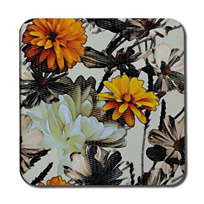 B&Q -  Orange Flower Print (Coaster) / Default Title