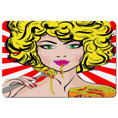 Andrew Lee Pop Art Young Woman Eating Spaghetti (Placemat) / Default Title from B&Q